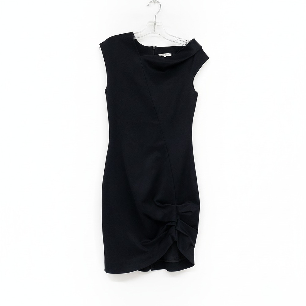 Helmut Lang Black Asymmetric Knee-Length Mini Dress | Womens 6
